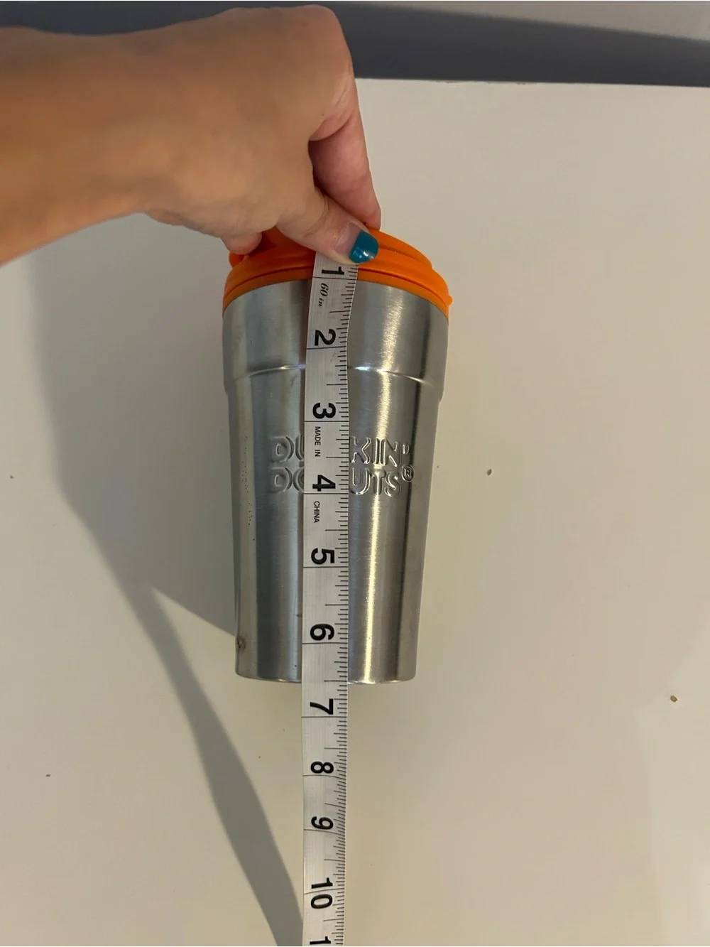 Dunkin Dounts- vintage Stainless Steel Travel Mug with Orange Lid
